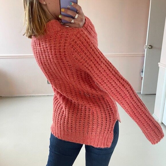 Field Flower Crew Neck Knit Pullover Sweater Pink Medium - Picture 4 of 7